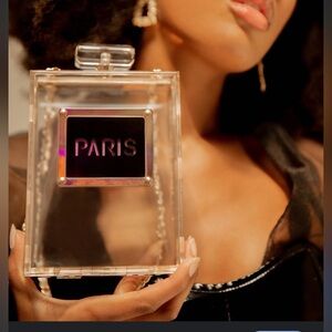 Nwt Paris 🖤 1 Black &  1 Transparent Rectangular Clutch/Crossbody w/Gold Chain